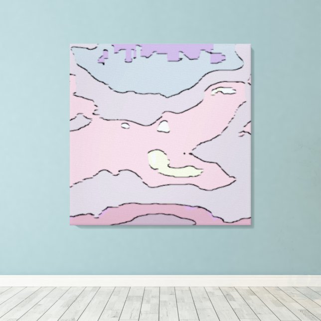 Toile abstraite aux tons pastel oniriques | Rose t (Insitu (Plancher de Bois))