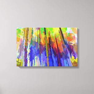 Toile Abstraite d'arbres aux couleurs vives