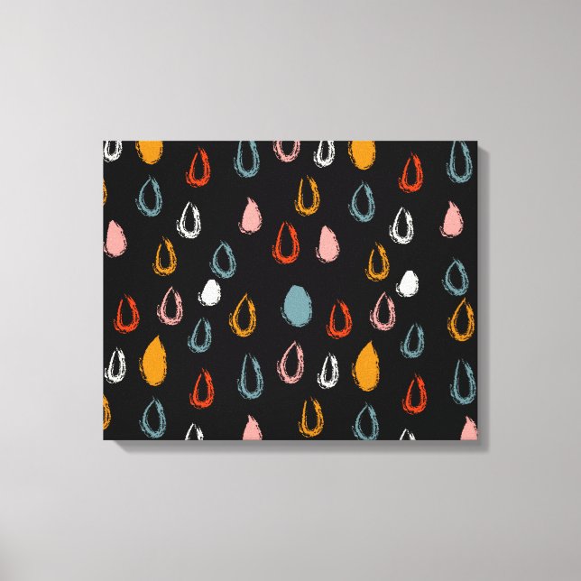 Toile Abstraite goutte de pluie boho, doodle tribal. (Recto)