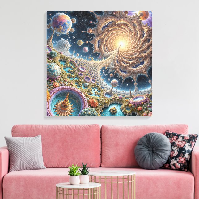 Toile Abstraite harmonie cosmique avec énergie mandala (Insitu(Salon))