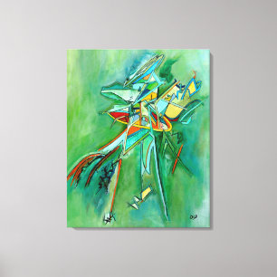 Toile Abstraite ligne colorée Art Vert rouge jaune