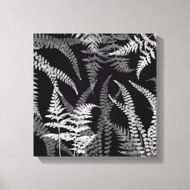 Toile Abstraite moderne Black White Fern (Recto)