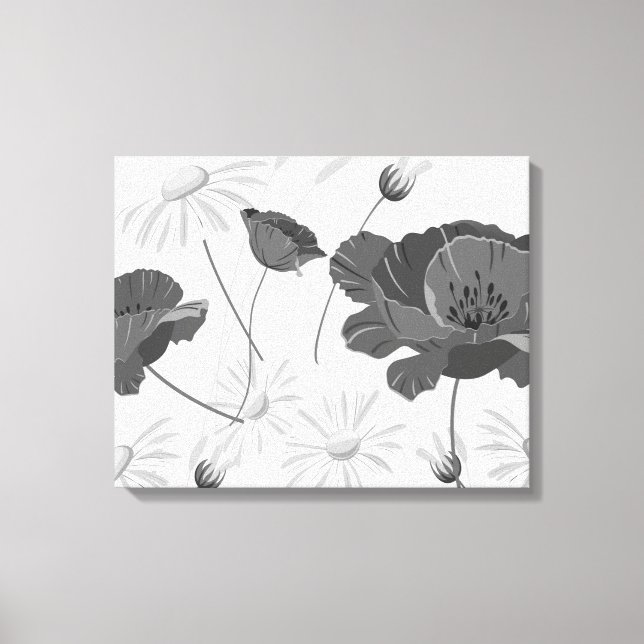 Toile Abstraite noire et blanche Floral II P (Recto)