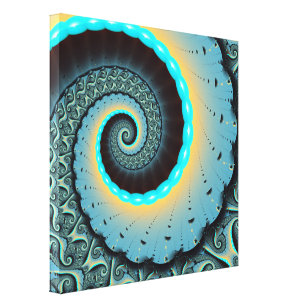Toile Abstraite spirale d'art fractal bleu turquoise ora