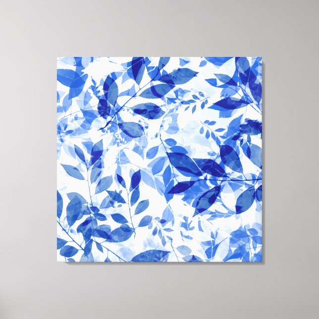 Toile Abstraits Feuilles bleu et blanc (Recto)