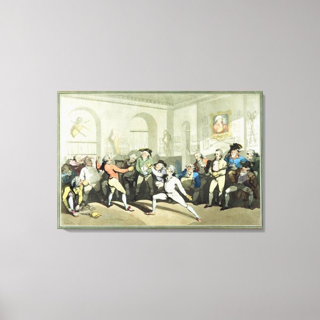 Toile Académie d'escrime de M. H. Angelo, gravée par Cha (Recto)