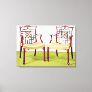 Toile Acajou de Chippendale dinant des chaises