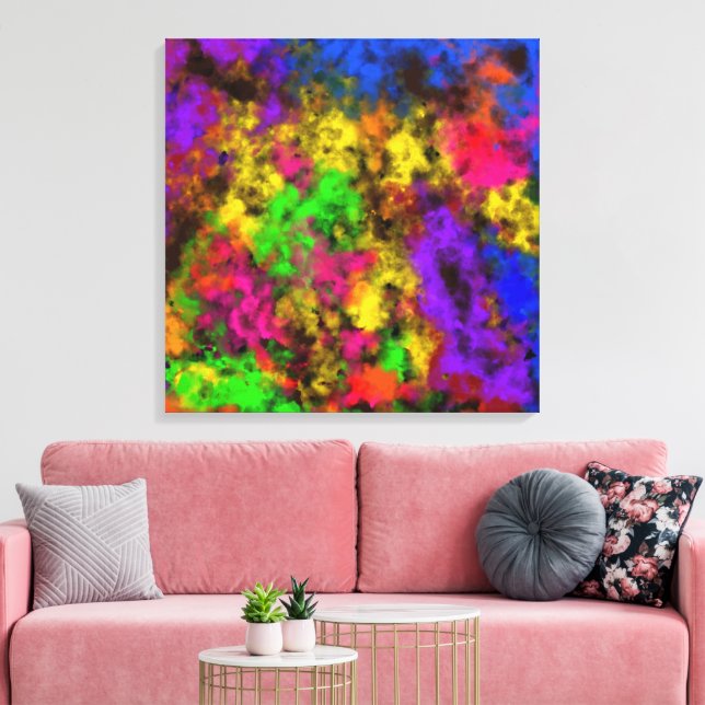 Toile Acrylic Neon Colors Paint Splatter Splash Abstract (Insitu(Salon))
