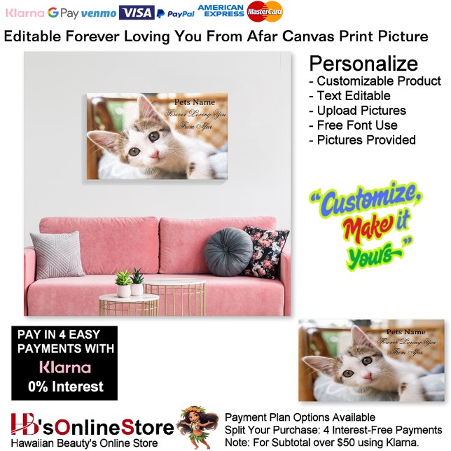 Toile Add Pets Name Forever Loving You From Afar Picture (Add Pet Name Forever Loving You From Afar Memorial Canvas Print picture.)