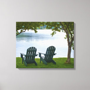 Toile Adirondack préside faire face à un lac