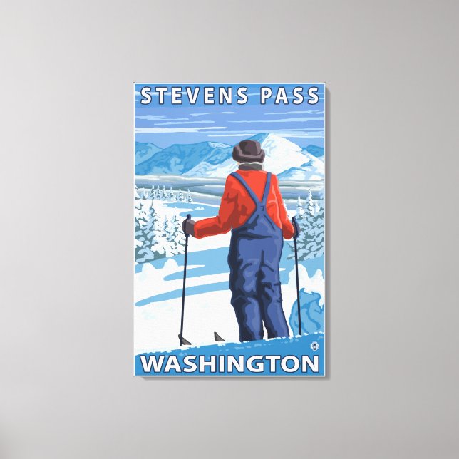 Toile Admirant skieur - Stevens Pass, Washington (Recto)