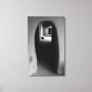 Toile Adobe Doorway Architecture Photographie noir et bl
