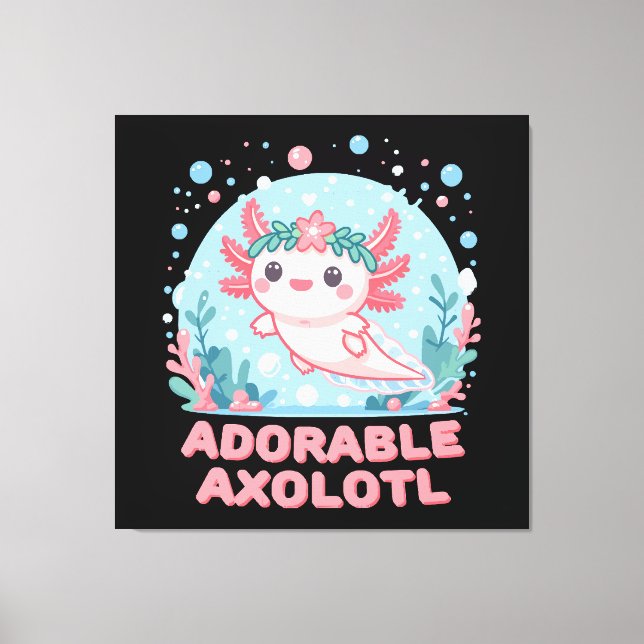 Toile Adorable Axolotl Cutesse aquatique (Recto)