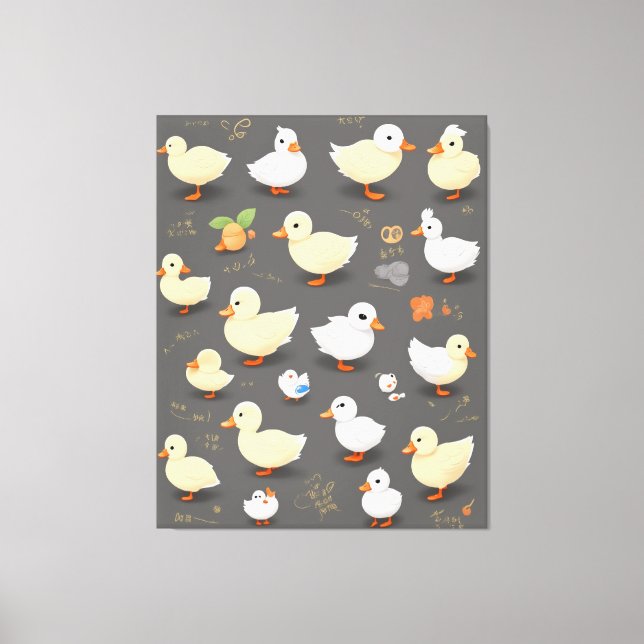 Toile Adorable Kawaii Duck : plusieurs modèles vectoriel (Recto)