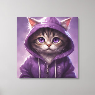 Toile Adorable Kitten dans un Sweat - shirt à capuche po