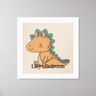 Toile Adorable Petite fille Dinosaur - Design Dino migno