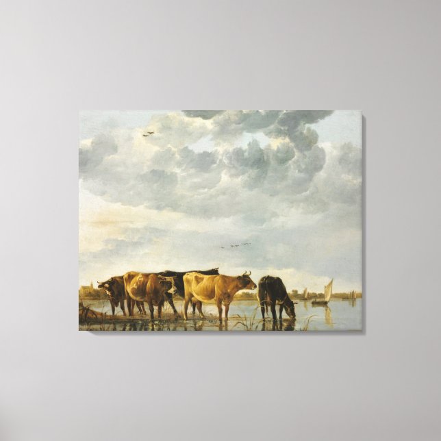 Toile Aelbert Cuyp - Vaches dans une rivière (Recto)