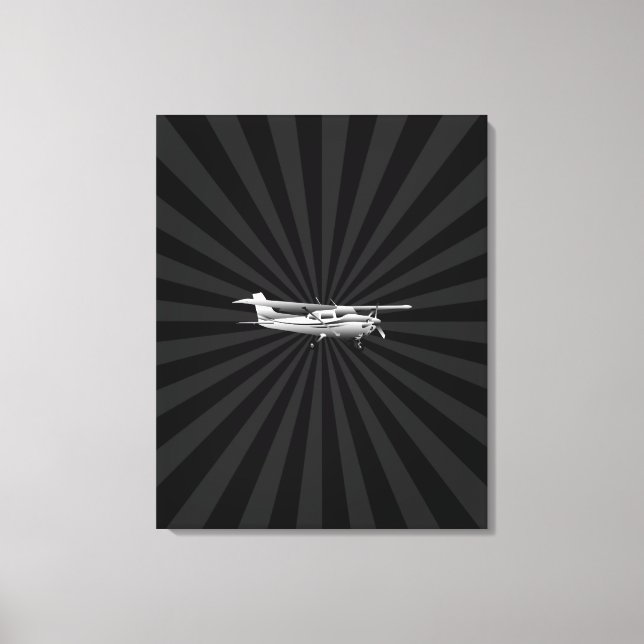 Toile Aéronef Cessna Silhouette Flying Black Burning (Recto)