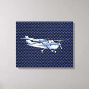 Toile Aéronef Classique Chrome Cessna Blue Fibre de carb