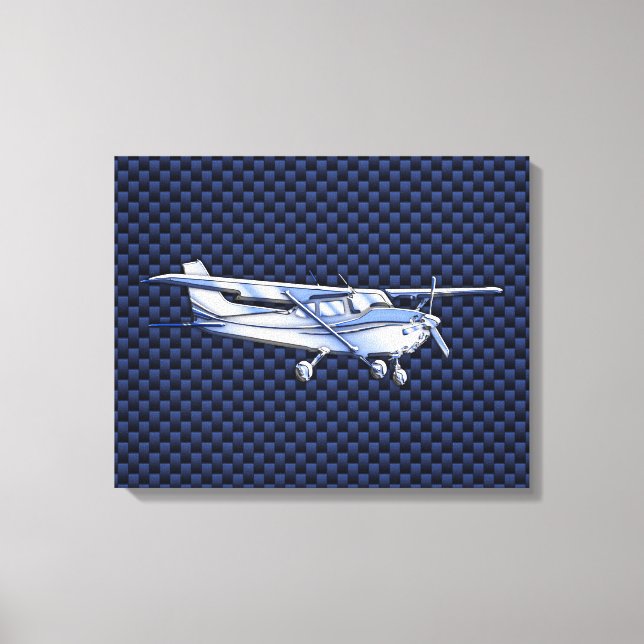 Toile Aéronef Classique Chrome Cessna Blue Fibre de carb (Recto)