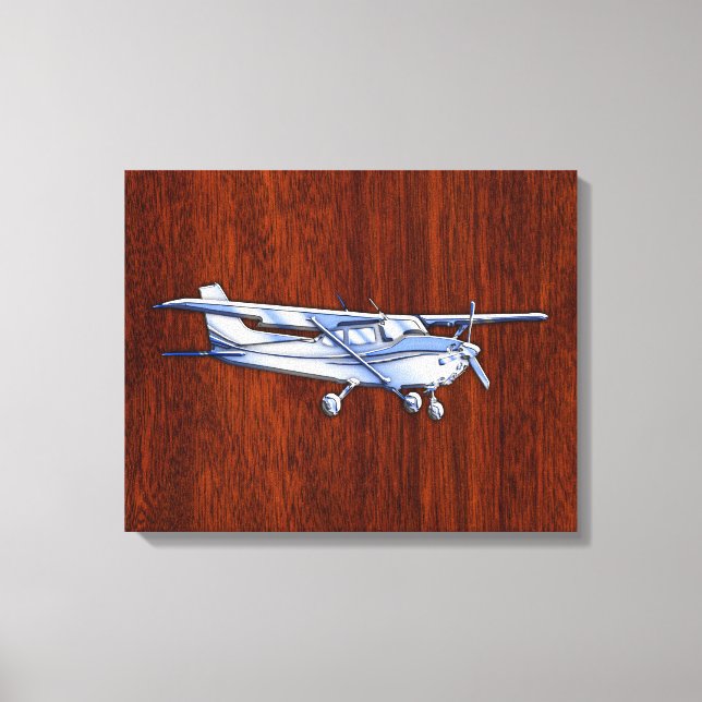 Toile Aéronef Classique Chrome Cessna Flying Mahogany (Recto)