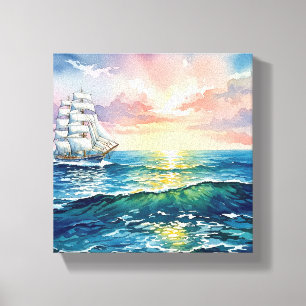 Toile Aéronef Voyage Aquarelle Mur Art - Turquois
