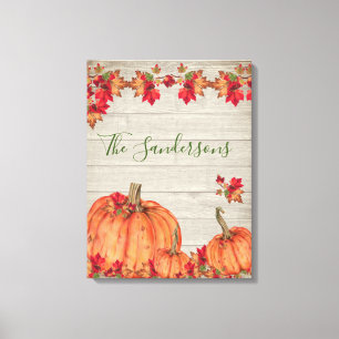 Toile Affaire Leaves de Rustic Wood Autumn Orange Pumkin