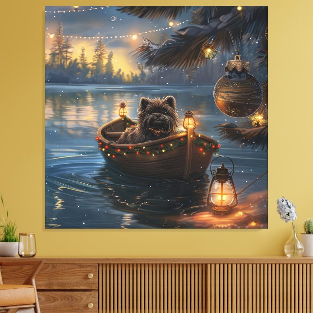 Toile Affenpinscher Festive Christmas Voyage (Insitu(Salon))