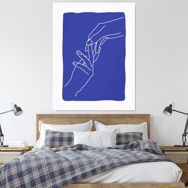 Toile Affiche bleue moderne abstraite aux mains en art l (Insitu(Chambre))