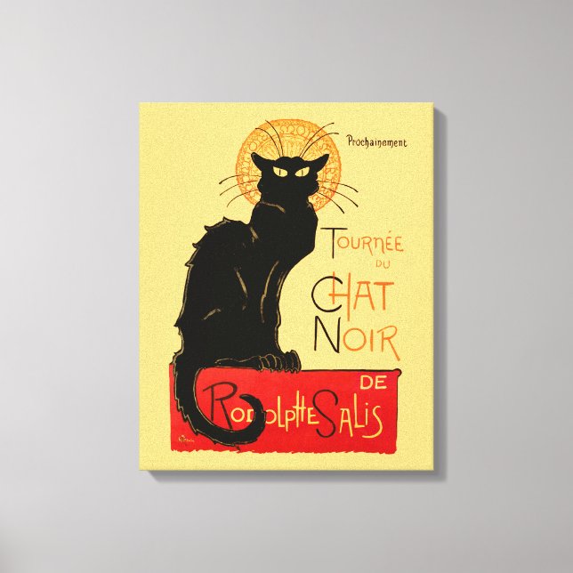 Toile Affiche Classique Chat Noir de Steinlen en Noir (Recto)