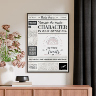 Toile Affiche d'art de citation motivante de style journ