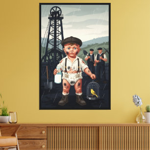 Toile Affiche de bébé victorien - Thème amusant de mineu