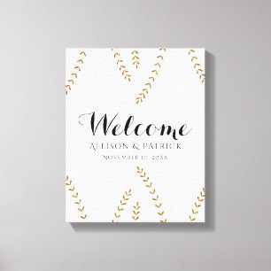 Toile Affiche de bienvenue Mariage Faux Gold Leaf