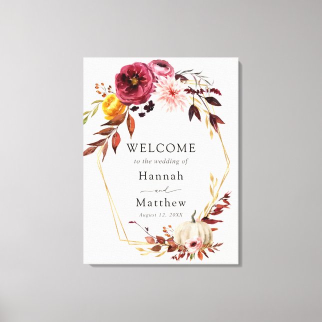Toile Affiche de bienvenue Mariage Floral Automne Citrou (Recto)