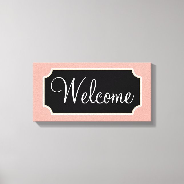 Toile Affiche de bienvenue rose (Recto)