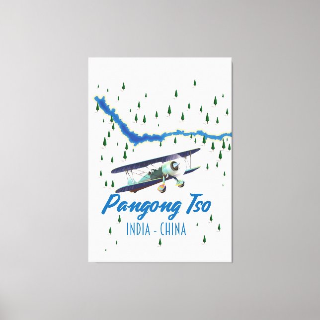 Toile Affiche de carte de Pangong Tso Inde Chine. (Recto)