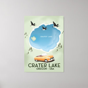 Toile Affiche de carte de voyage du lac Crater Oregon