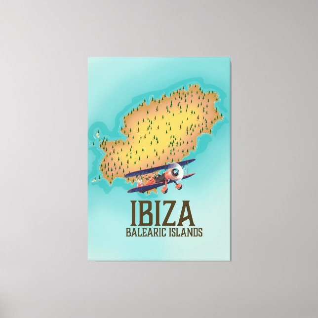 Toile Affiche de carte des îles Baléares Ibiza (Recto)