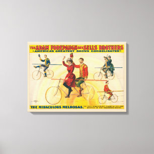 Toile Affiche De Cirque Montrant Des Vélos Sur Tightrope