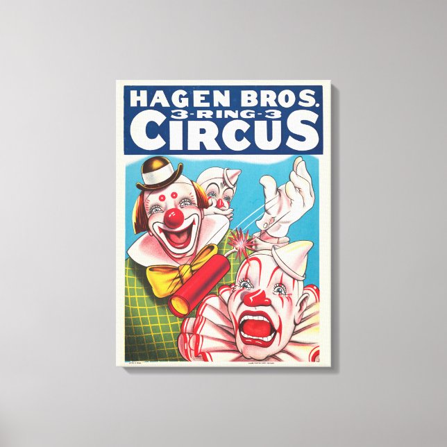 Toile Affiche De Cirque Montrant Les Visages Clown Et Cr (Recto)