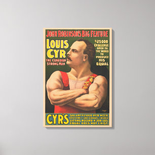 Toile Affiche De Cirque Montrant Louis Cyr Aux Armoiries