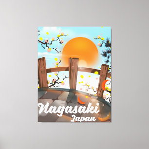 Toile Affiche de fleurs japonaises de Nagasaki.