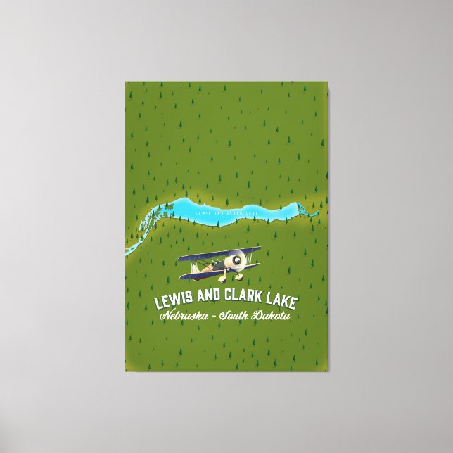 Toile affiche de la carte de lewis et clark Lake. (Recto)