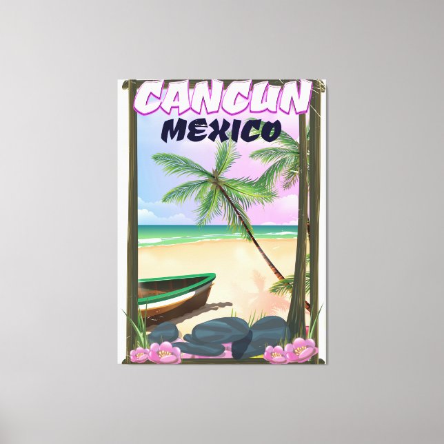 Toile Affiche de la plage de Cancun au Mexique. (Recto)
