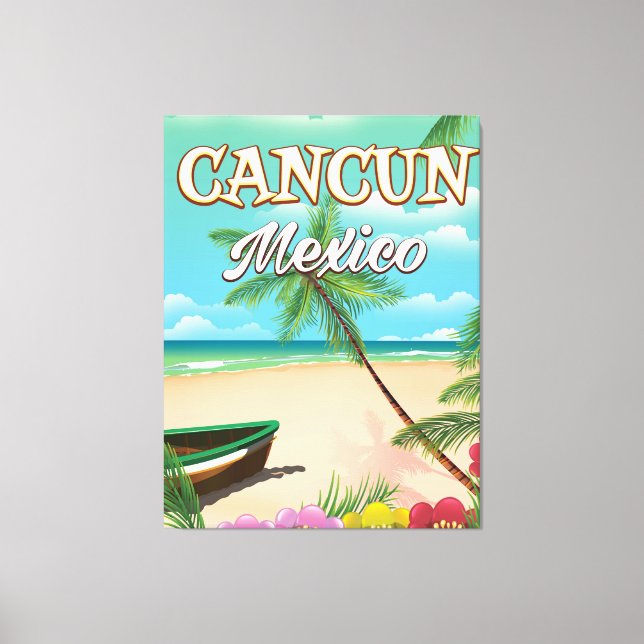 Toile Affiche de la plage de Cancun au Mexique (Recto)