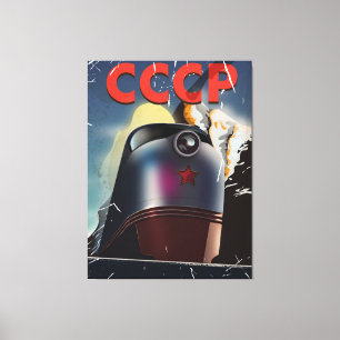 Toile Affiche de locomotive soviétique vintage CCCP