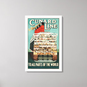 Toile Affiche de luxe pour les paquebots à vapeur Cunar