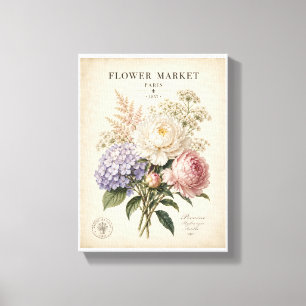 Toile Affiche de marché de fleurs botaniques vintage É