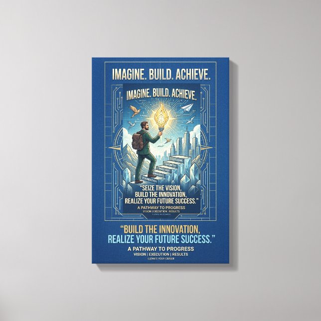 Toile Affiche de motivation Imaginez Construire Réussir (Recto)