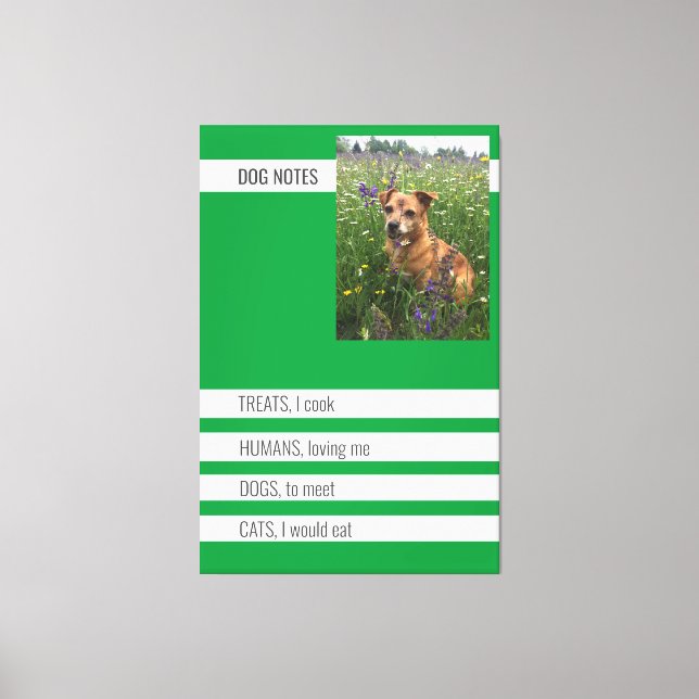 Toile Affiche de notes spéciales pour chien (Recto)